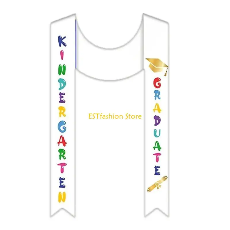 

Y5GC Unisex Kid Embroid Letter Graduation Stole Sash with Trim for Graduation