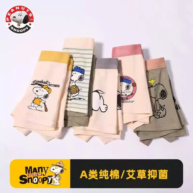 

4pcs/Lot New Snoopy Boxer Underwear Cotton Briefs Boy Underpants Teenager Cartoon Print Soft Children Panties Gift