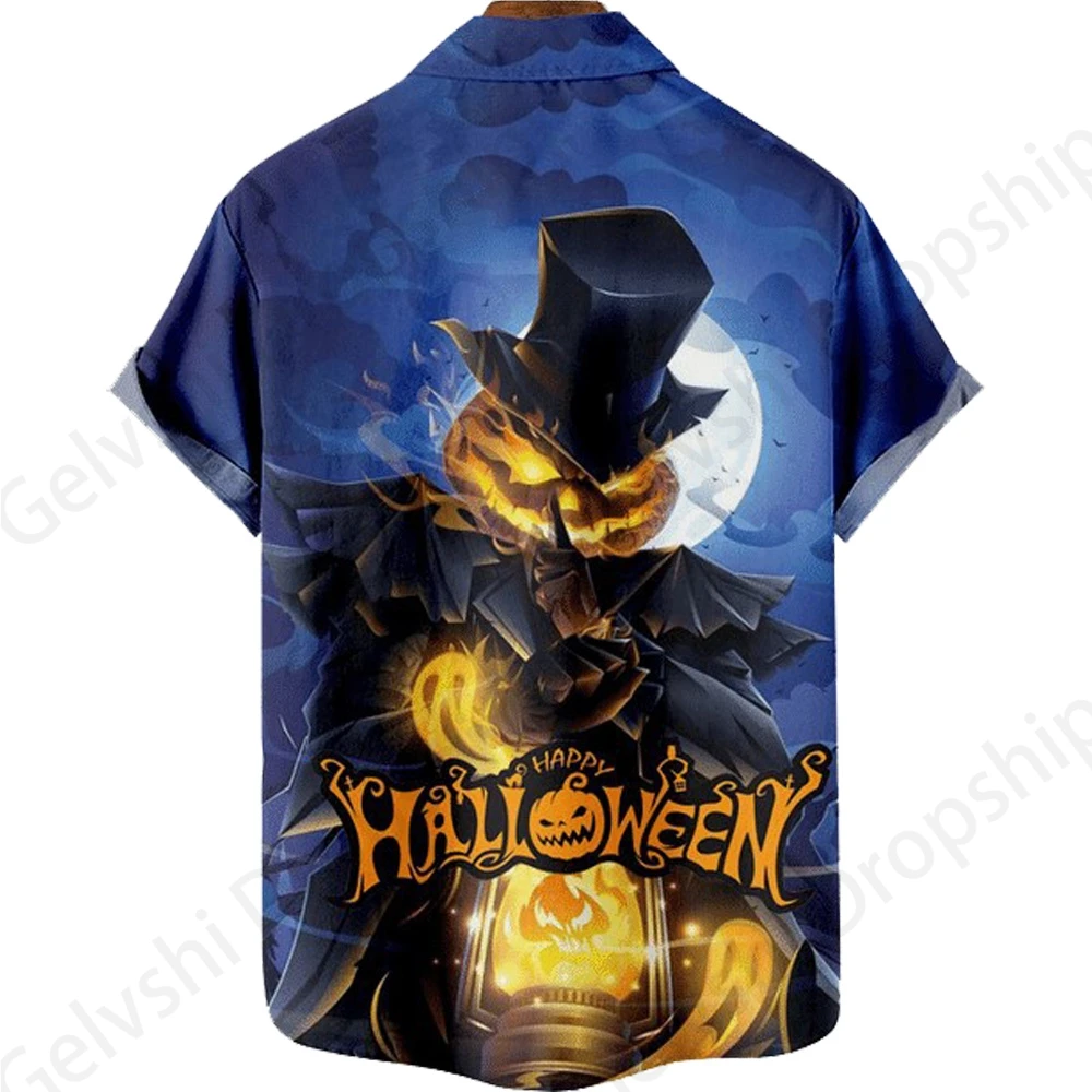 Halloween Zombie Print Beach Shirts Men Women Fashion Short Sleeve Hawaiian Shirt Plus Size Blouse Unisex Hawaiian Shirt Party