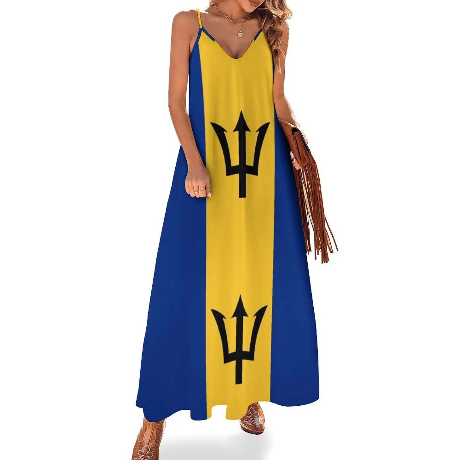 

Barbados National Flag Sleeveless Dress luxury woman party dress Women's dress prom dress