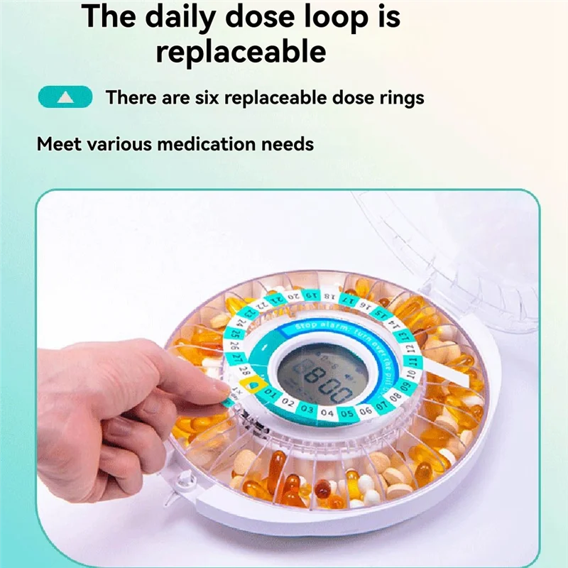 Alarm-Equipped Automatic Pill Dispenser For Elderly, 28-Day Electronic Locked Pill Box With Sound& Light Reminders