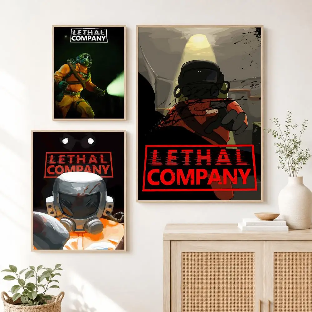 Gaming L-Lethal Company Poster Self Adhesive Wall Art Decor for Bedroom Living Room Office Home Halloween Gift