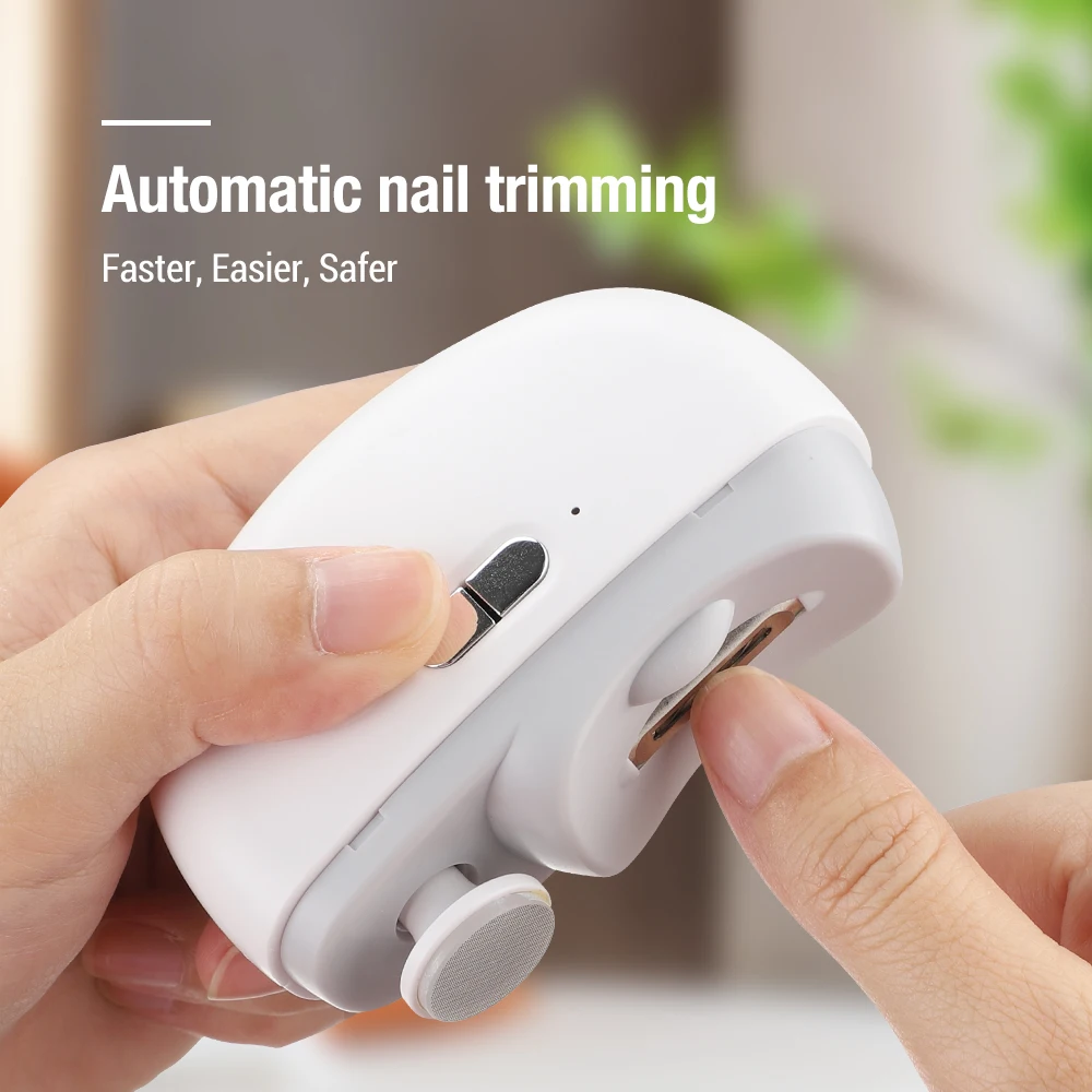 Prego Clipper de polimento elétrico com luz, aparador automático de unhas, Recarregável Nail Grinding, Manicure Care Tool para bebê e adulto