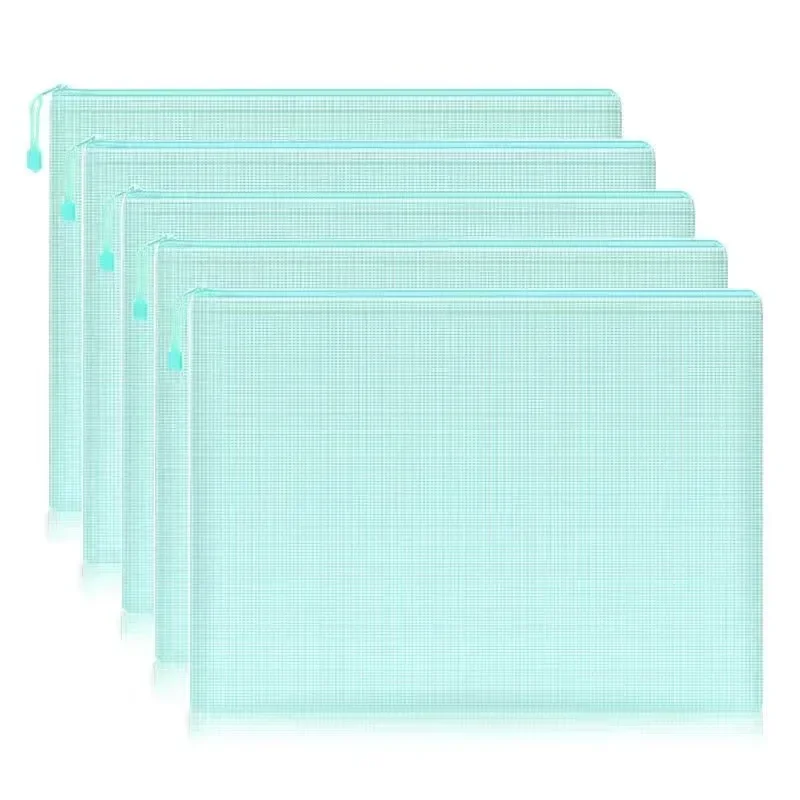 1/2Pcs Storage File Folder Mesh Zipper Pouch A4 Document Bag Zip File Folder School Office Stationery Desk Organizer Accessoires