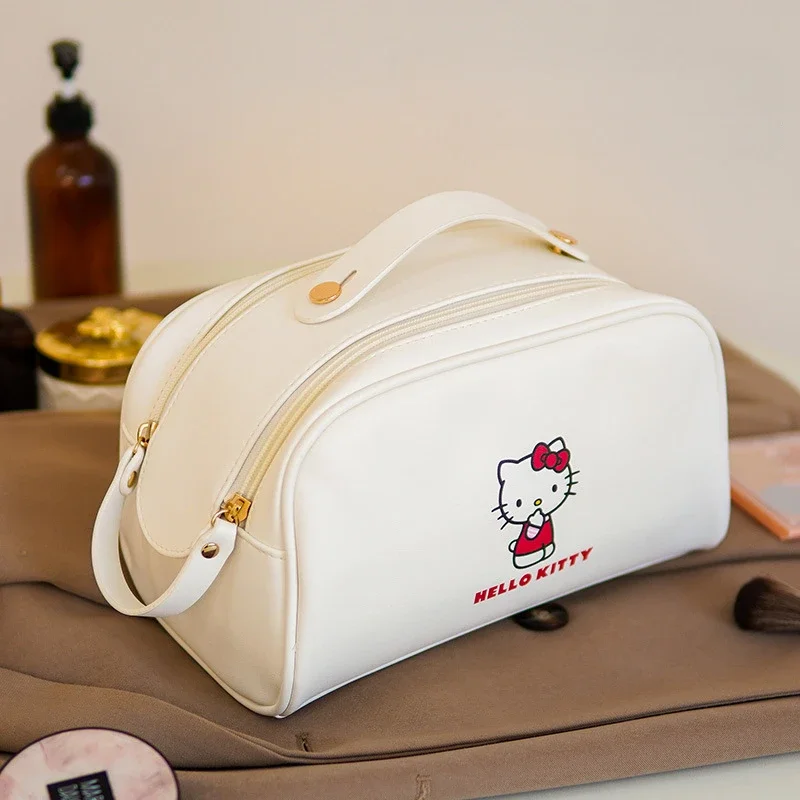 Cartoon Hello Kitty PU Cosmetic Bag Sanrio Portable Mommy Bag Lunch Box Oxford Storage Cases Kuromi Purse Kawaii Makeup Pouch