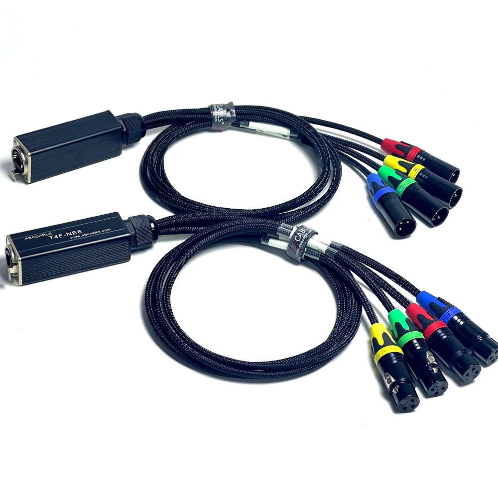 RJ45 to 4-channel XLR audio adapter DM512 network signal extender Ethernet cable to analog distribution