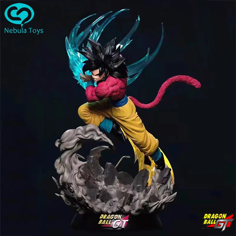 38cm Son Goku Dragon Ball Gt Super Saiyan 4 Ssj4 Anime Figures Kamehameha Wave Figurine Pvc Statue Model Doll Room Ornament Toys