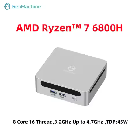 GenMachine USB4 2.5G LAN Ryzen 7 6800H Mini Pc Gamer DDR5 Mini Pc Desktop Computer &ndash; 16GB RAM/512GB SSD, 4K Mini Pc Gaming