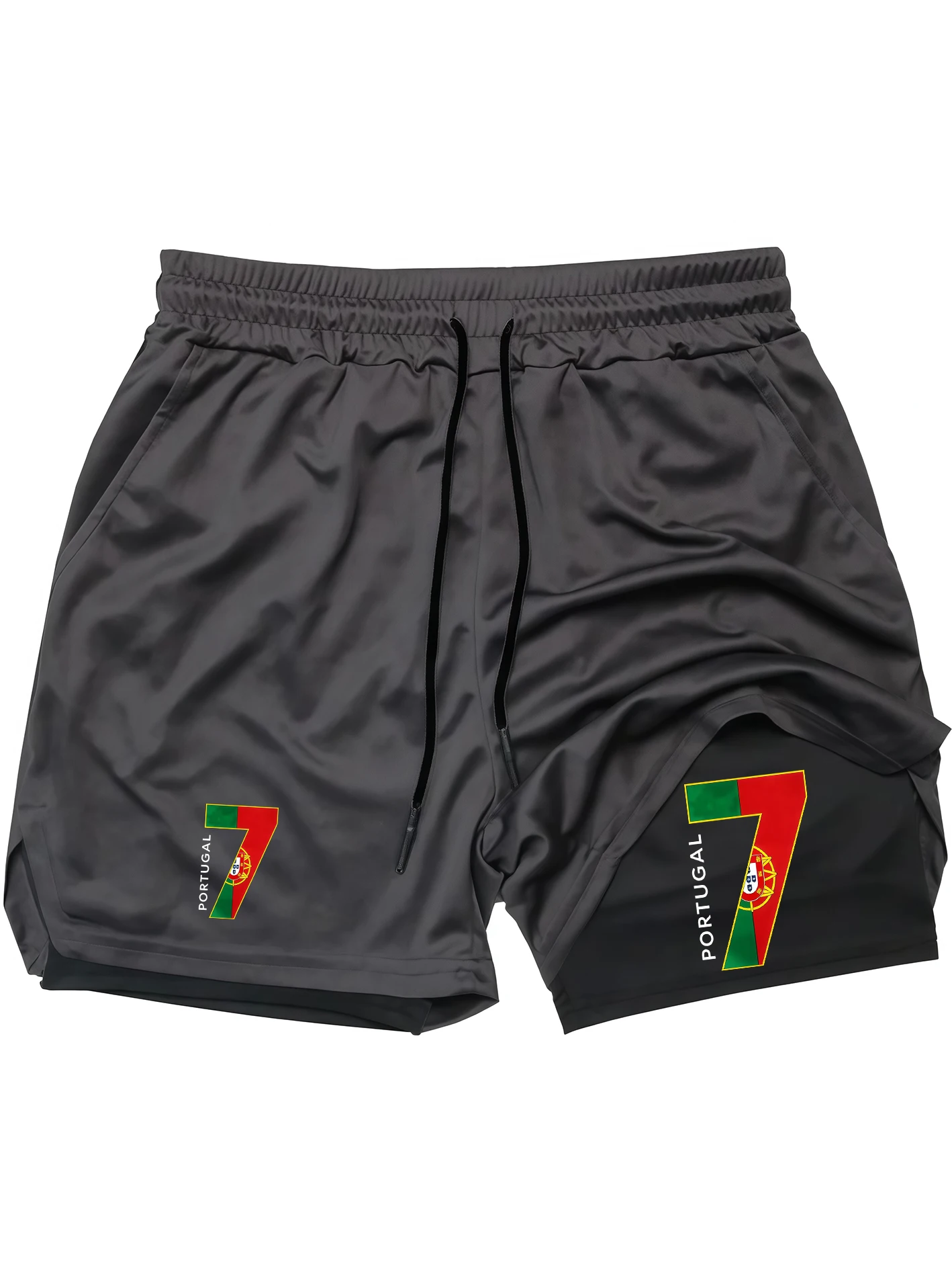 Men's Double Layer Training Shorts Quick Dry Breathable Sports Pants for Basketball Gym Running Workout 5-Point Shorts with