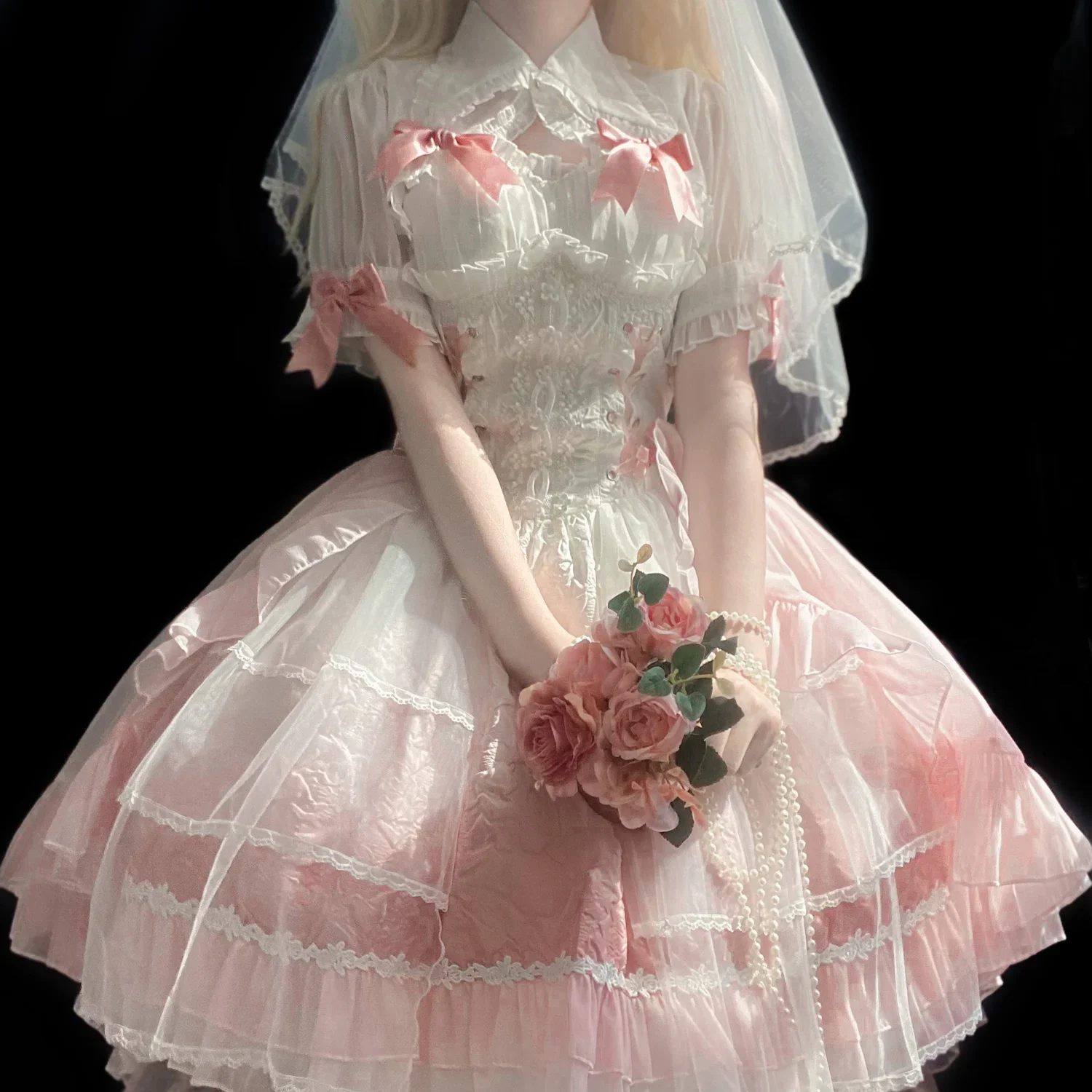 Abito Lolita dolce Vintage giapponese donna elegante carino fiocco fasciatura principessa partito Mini abiti ragazze abito da sposa fiore Kawaii