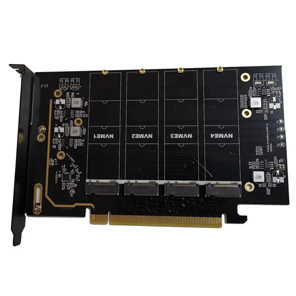 M.2 NVME to PCIe 4.0 X16 Adapter Card, Supports 4 NVMe M.2 2280, Supports Bifurcation Raid