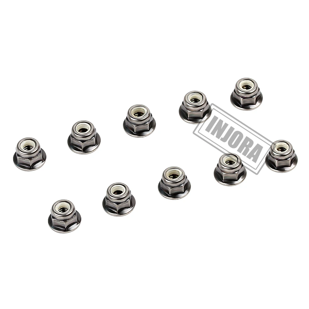 INJORA Metal M4 Wheel Lock Nuts for 1/10 RC Car Crawler Axial SCX10 90046 Capra AXI03007 TRX4 TRX6 Redcat Gen8 MST CFX