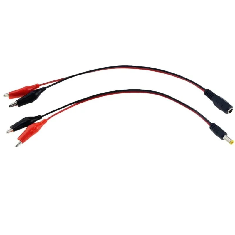1PCS 2 Alligator clip to 1 Male or Female DC Power Plug Connector Adapter 25CM Wire DC 5.5*2.1mm Clips Crocodile Test Leads