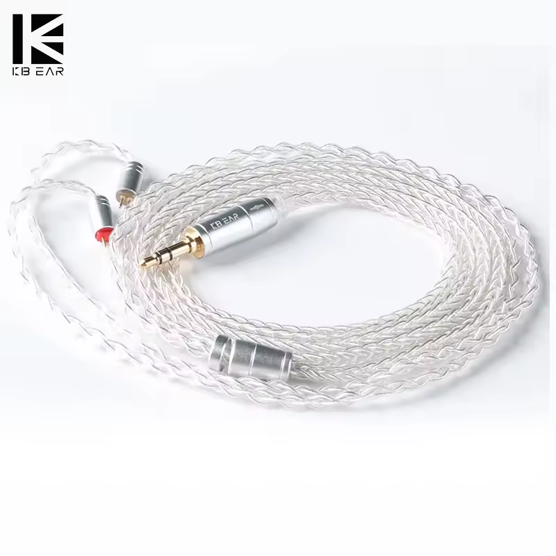 KBEAR 8 Core cavo auricolare cablato argento aggiornato 2pin/MMCX/QDC cuffie da gioco auricolari cuffie KBEAR KS1 KS2 TRI Meteor IEMs
