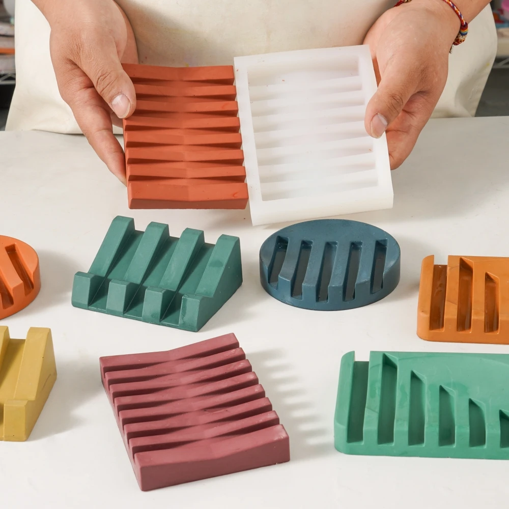 Nicole cemento portasapone stampo Silicone cemento geometria portasapone stampo creativo forniture per la casa strumento di decorazione