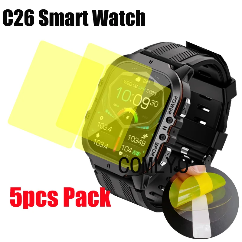 5PCS For C26 Smart watch Screen Protector Cover HD TPU Film