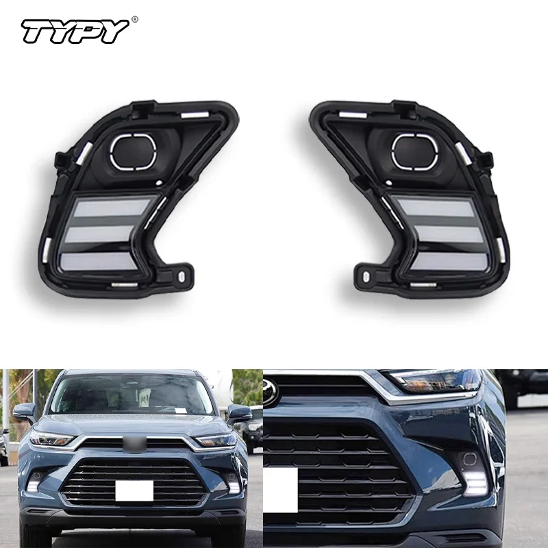 

TYPY For Toyota Grand Highlander 2023 2024 Car Accessories LED DRL Daylight Turn Signal Daytime Running Lights Headlamps 12V