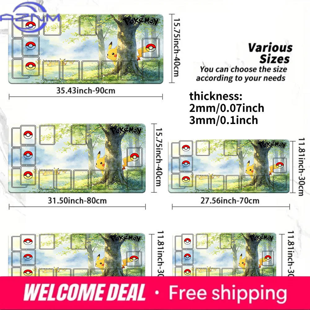 Anime Pikachu Watercolor Forest TCG Playmat Large Gaming Mouse Pad