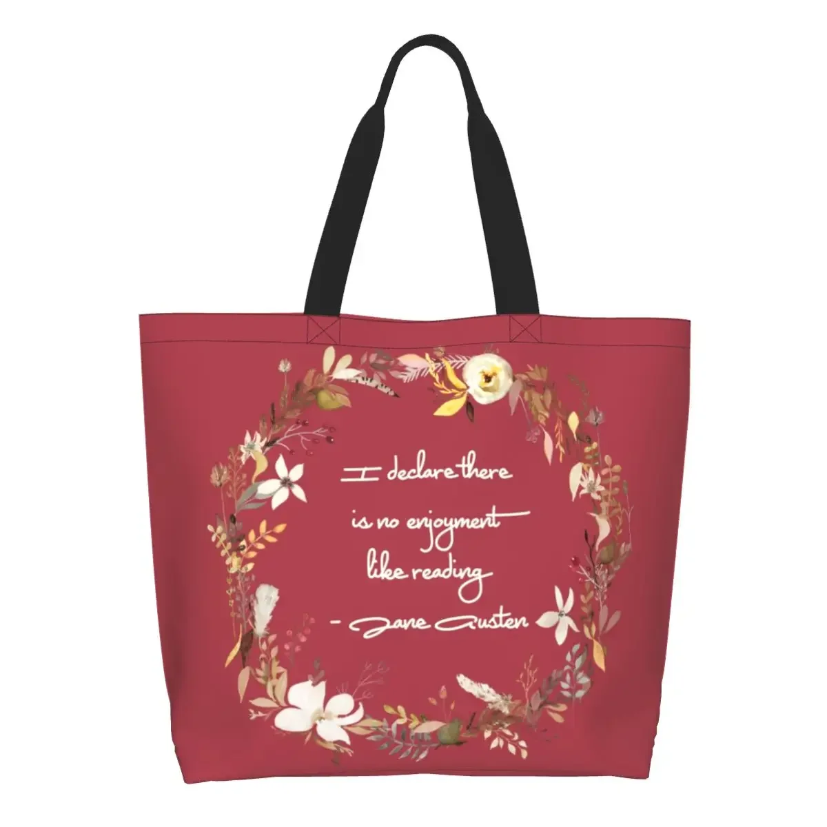 

Jane Austen Quote Groceries Shopping Tote Bag Women Kawaii Enjoy Reading Canvas Shoulder Shopper Bag Large Capacity Handbag