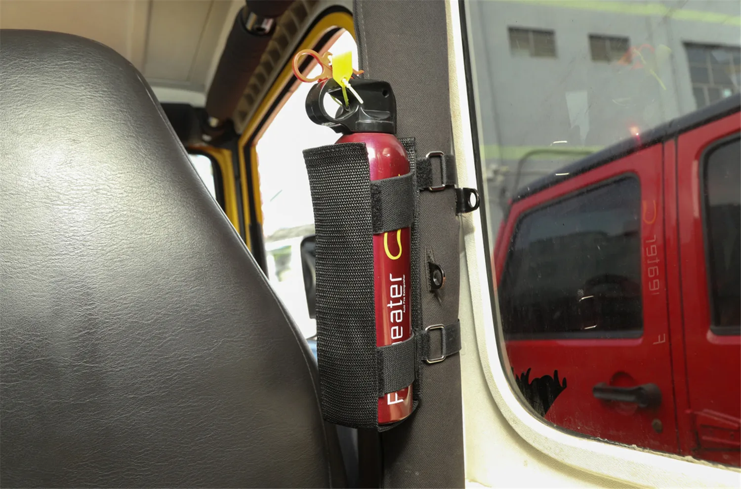 Car Roll Bar Fire Extinguisher Holder Bandage Organizer Belt Mount Strap for Jeep Wrangler TJ JK JL JT 4XE 1997-2024 Accessories