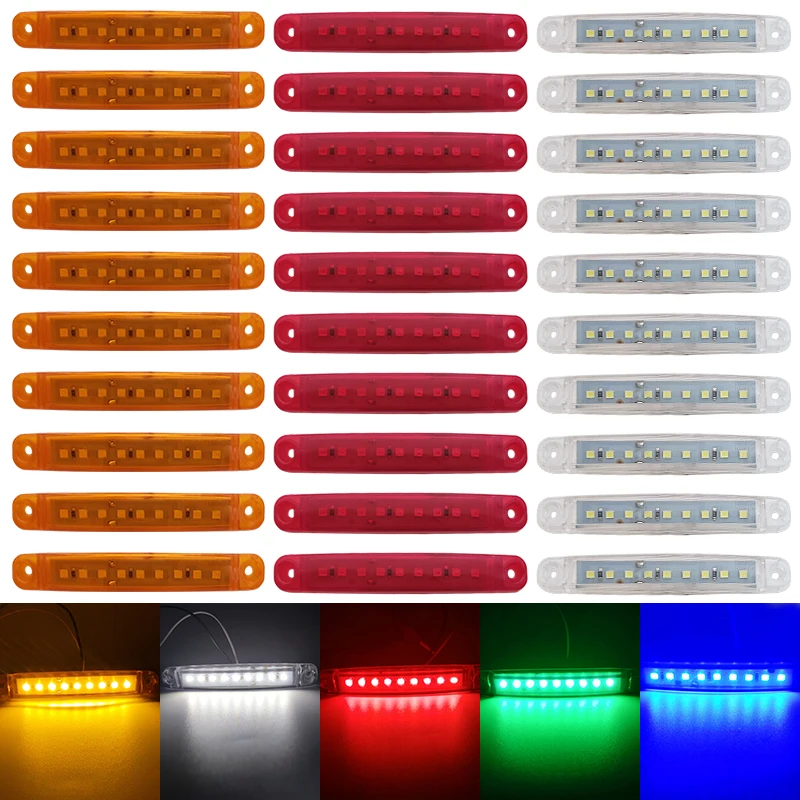 Enquêter de dégagement à 9 LED, 12V, 24V, marqueur latéral avant et arrière, immunlight pour camion Scania, accessoires de voiture, bus, remorque, camionnette, 10 pièces