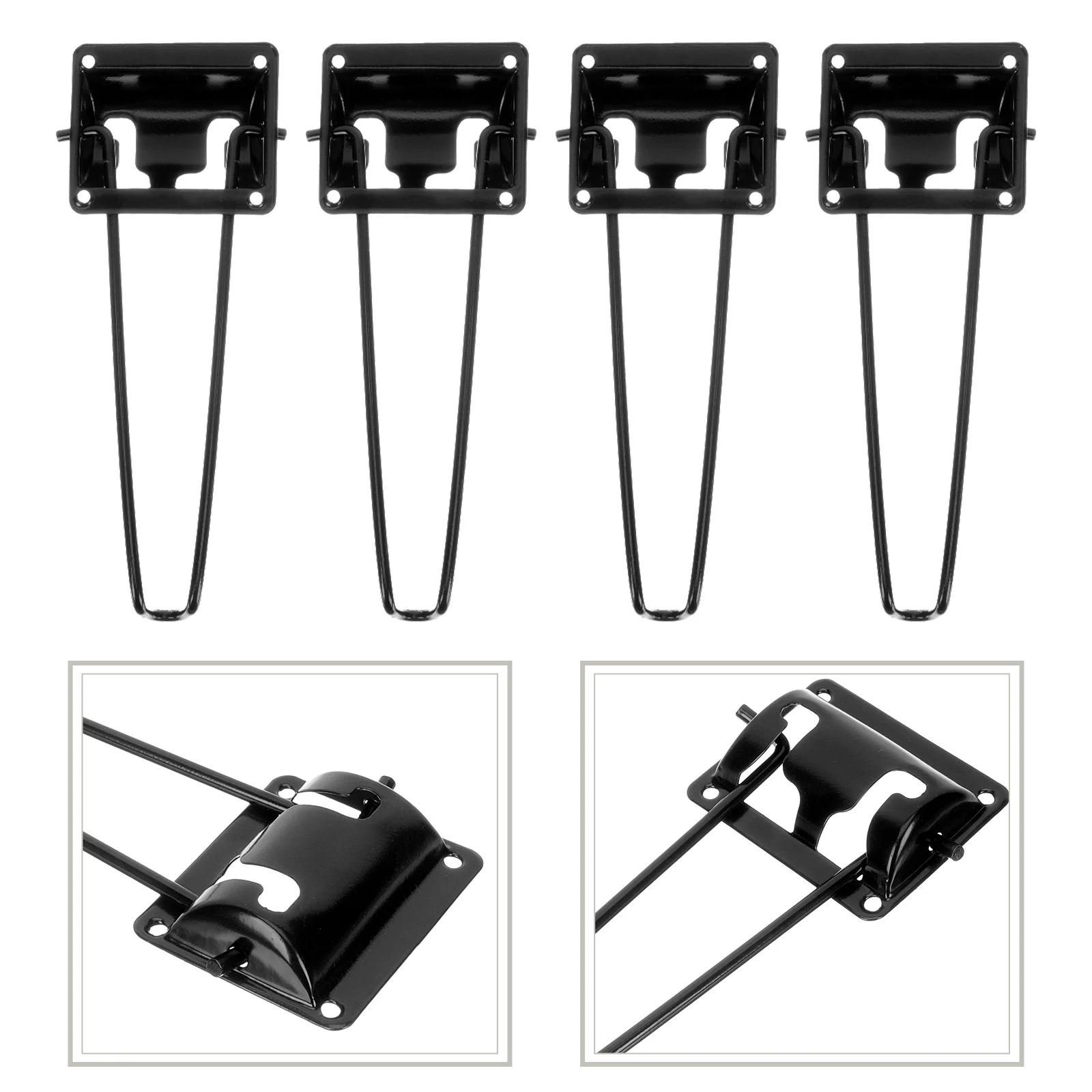 4 Pcs Legs Table Hairpin Foldable Bench Press Black Metal Folded Simple Furniture Desk