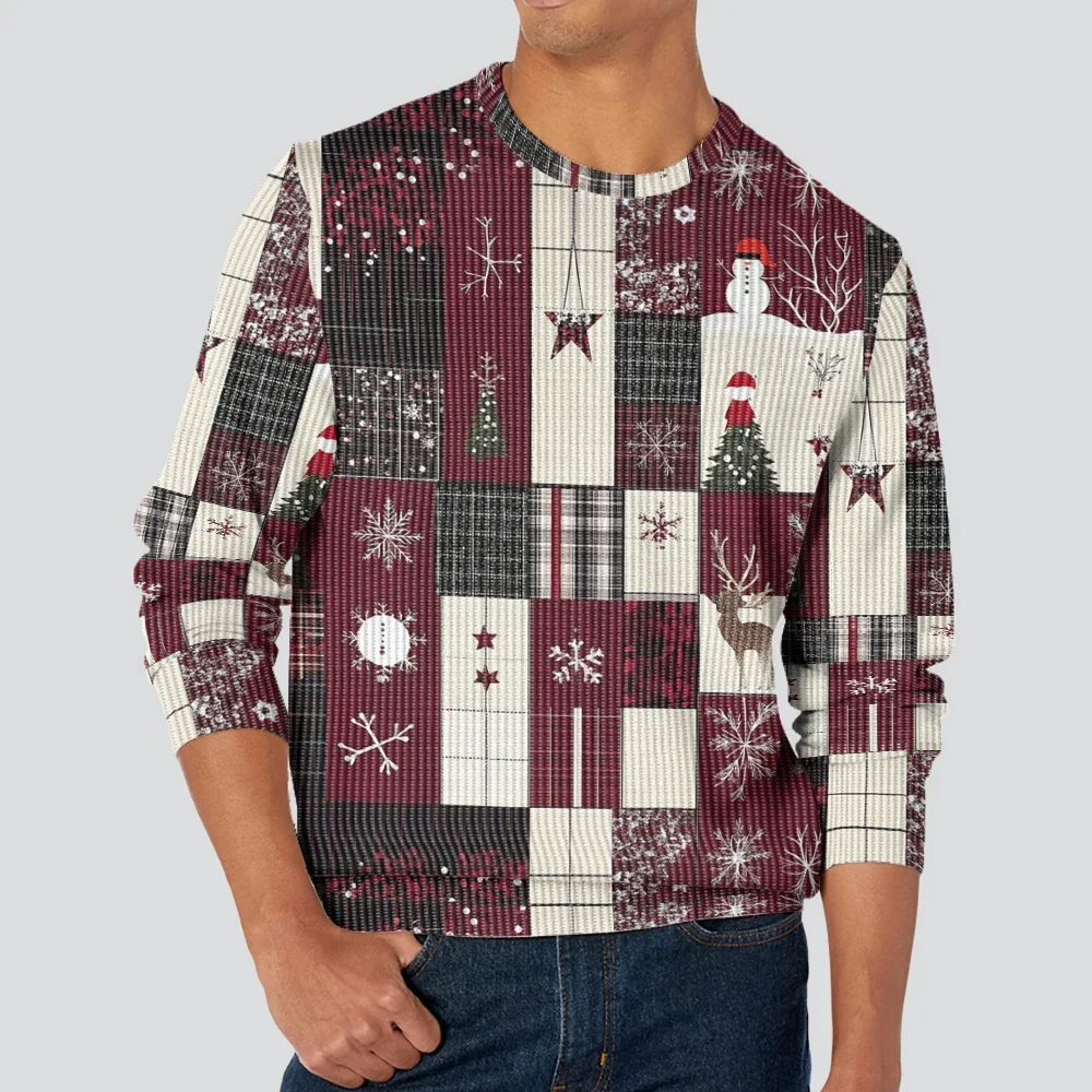 

Christmas Plaid Print Sweatshirt Harajuku Hip Hop Streetwear Couple Winter Long Sleeve Oversized Loose Hoodie Men's Pullovers