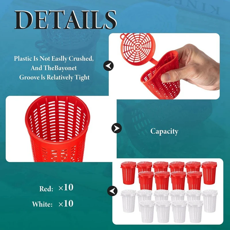 HOT SALE 20 Pcs Fishing Bait Cage Trap Fish Lure Feeder Basket Plastic Bait Bucket For Crawfish Shrimp Earthworm Crab Carp