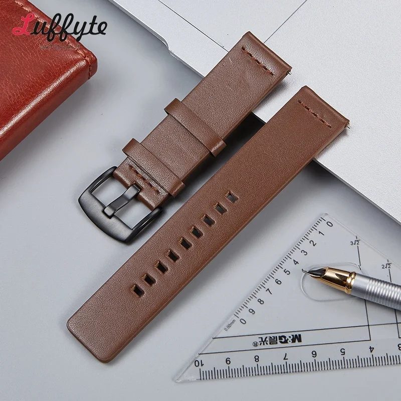 

Quick Release Leather Strap 18mm 20mm 22mm 24mm Wristband Bracelet Gray Yellow Brown Blue Universal Replacement Watch Band