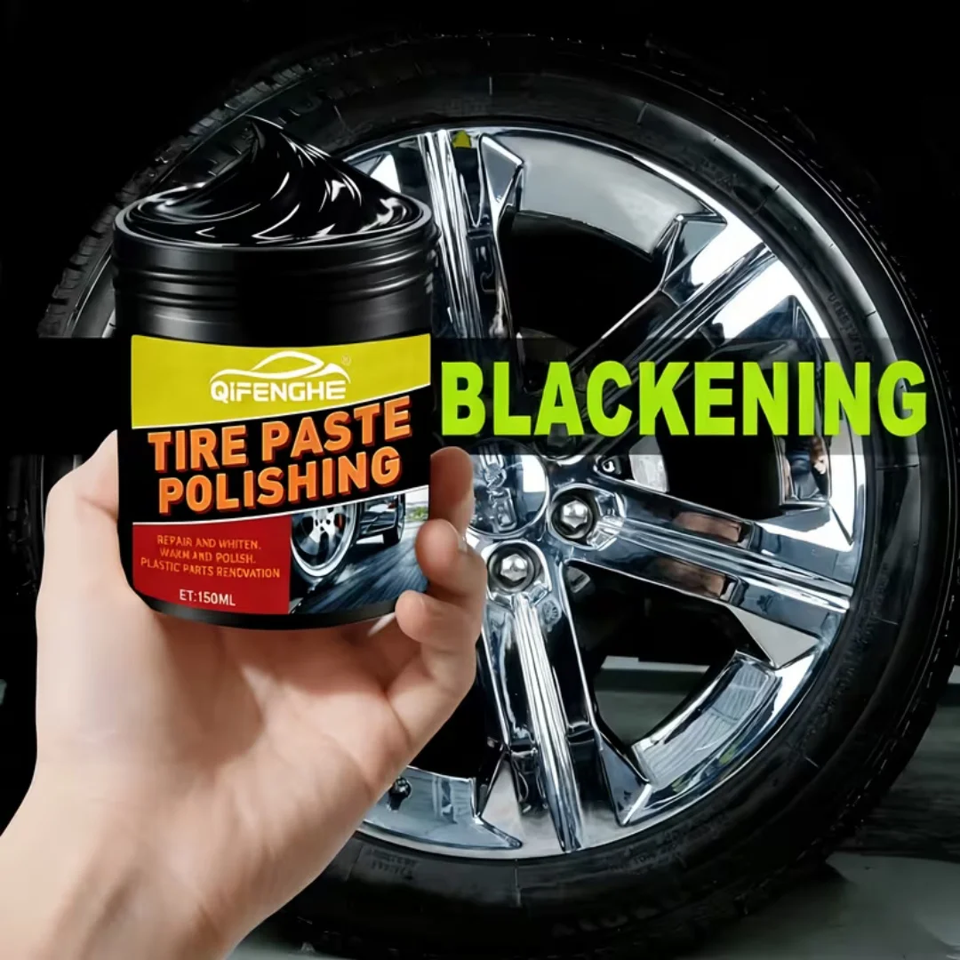 

150ml Car Tire Blackening Polishing Paste - Tire Shine & Plastic Parts Restorer Coating - Long-Lasting Black Gloss for Auto Tire