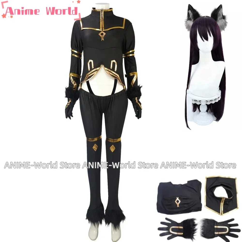 《Tamanho personalizado》 Anime Eminence in Shadow Delta Cosplay Shadow Garden Macacões pretos apertados Mulher adulta Sexy Peruca de Halloween
