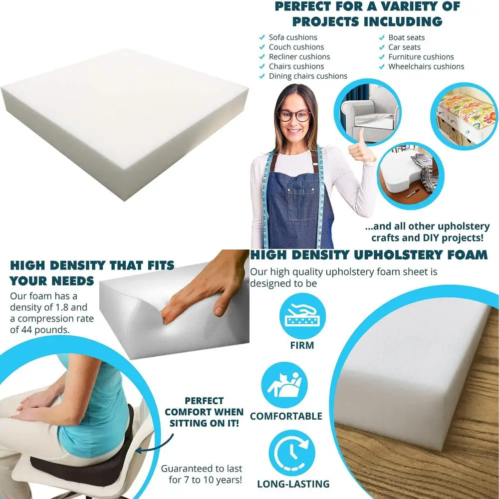 

Foamma 7” x 24” x 24” (1 Pack) - High Density Outdoor Couch Cushion Replacement for Patio Furniture, Square Foam Pad for Couch C