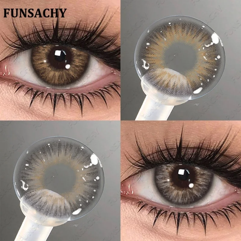 (0,00~-8,00) FUNSACHY 14,0mm Braune Farbige Kontaktlinsen Mit Dioptrien Iris-Grau Natürliche Kontaktlinsen Mit Sehstärke Jährlich Verwendbare Weiche Linsen