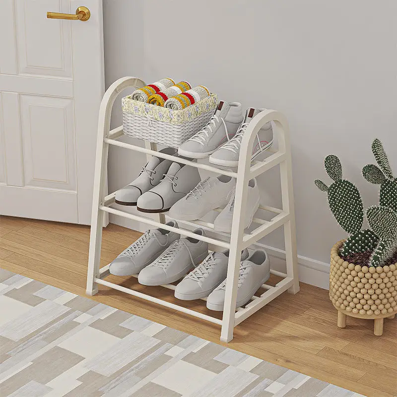 Simple Shoe Rack Dust-proof Storage Creative Light Luxury Wind Shoe Rack Stainless Steel Slipper Rack Home Dormitory Organizer