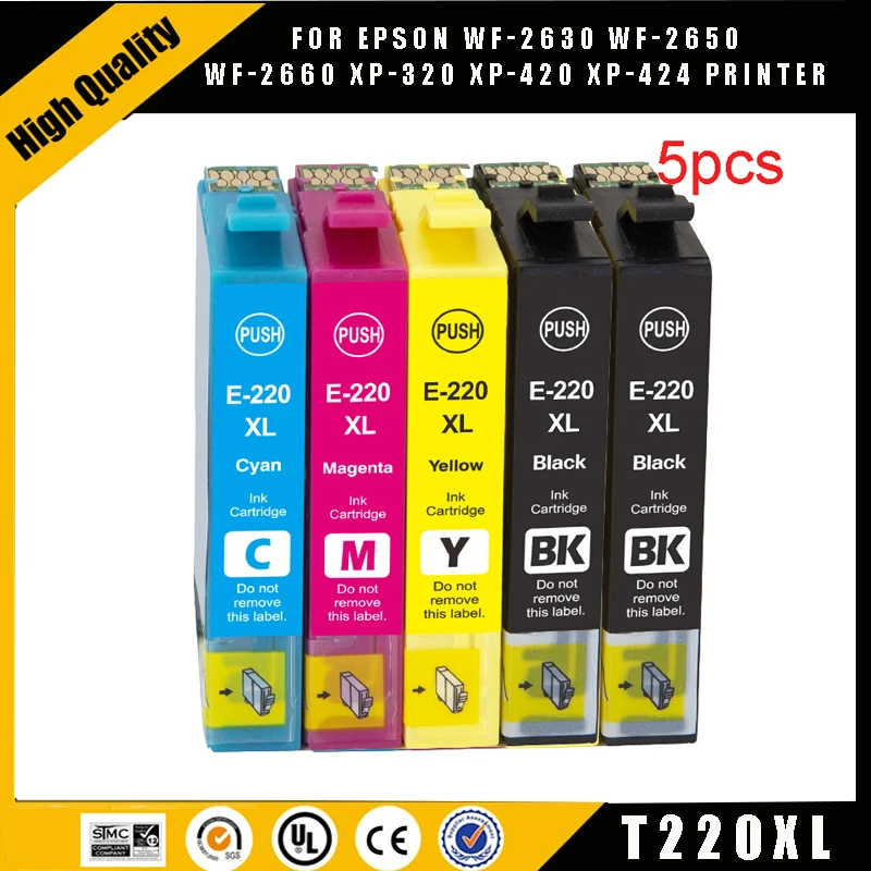 220 220XL T220 Compatible Ink Cartridge For Epson XP-320 XP-420 XP-424 WF-2630 WF-2650 WF-2660 WF-2750 WF-2760