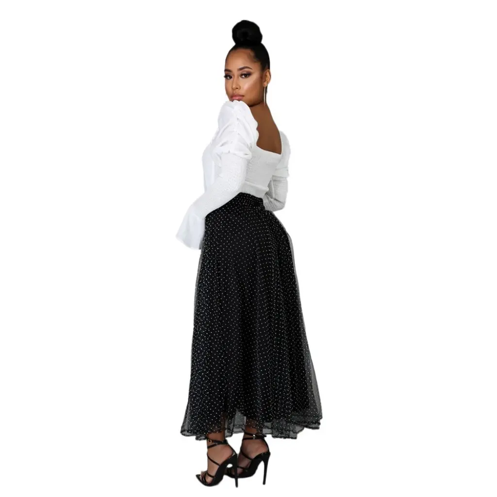 

High Waist Wave Dot Mesh Skirt for Women Europe And US Style Leisure Fashion
