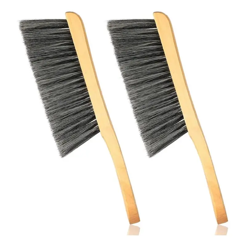 [NEWA64Z!】 Dust For Hearth Tidy 2 Pieces Wooden Bench Brushes Fireplace Brush Natural Fiber Bench Soft Bristles Long Wood Handle