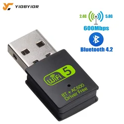 600Mbps USB WiFi Bluetooth Adapter Dual Band 2.4/ 5.8Ghz Wireless External Receiver RTL8821CU Wi-Fi Dongle for PC/Laptop/Desktop