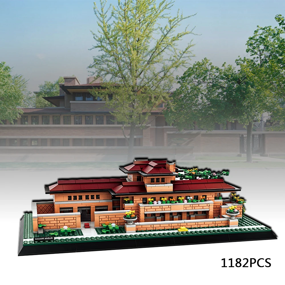 United States Chicago Modern Room Architecture Creative Building Block America Robbie House Construction Model Sets Brick Toys