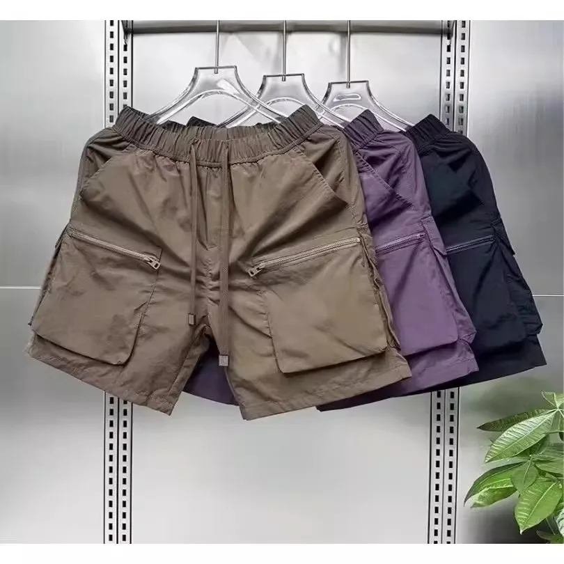 

American Casual Men's Short Pants Five Pockets Thin Workwear Summer Loose Fashion Brand Youth Straight Leg Knee High Shorts