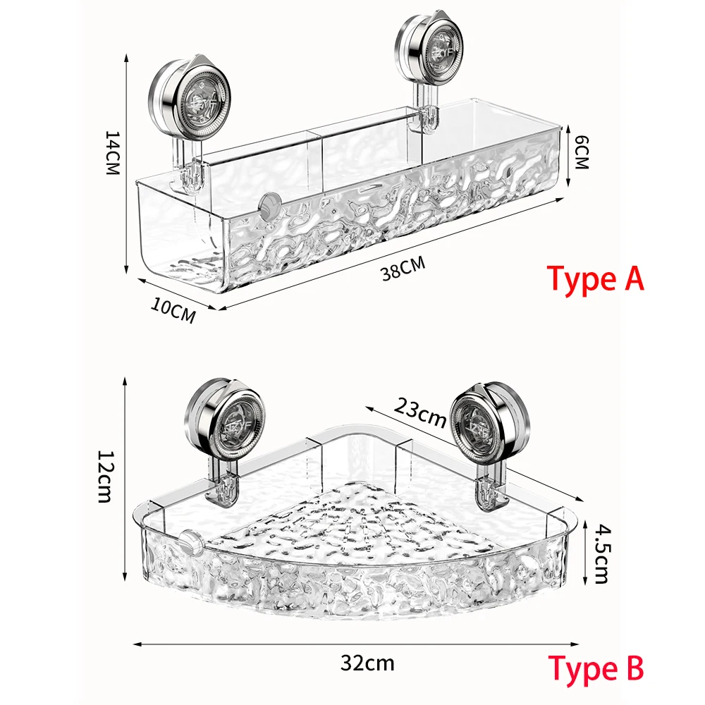 Suction Decorative Home Storage Organizer Shelf Basket Light Glacier Pattern One Second Installation bathroom Organizer Storage