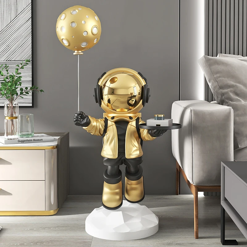 Astronaut Art Statue for Living Room, Nordic Sculpture, Home Accessories with Tray, Wireless Bluetooth Speaker, Floor Decoration