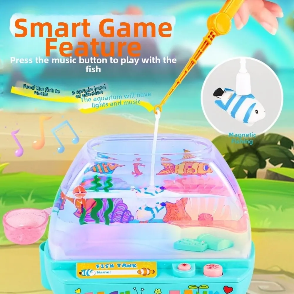 

Creative Artificial Aquarium Toy Cartoon with Music and Light Mini Simulation Fish Tank Electric Lovely LED Light Up Tank Office