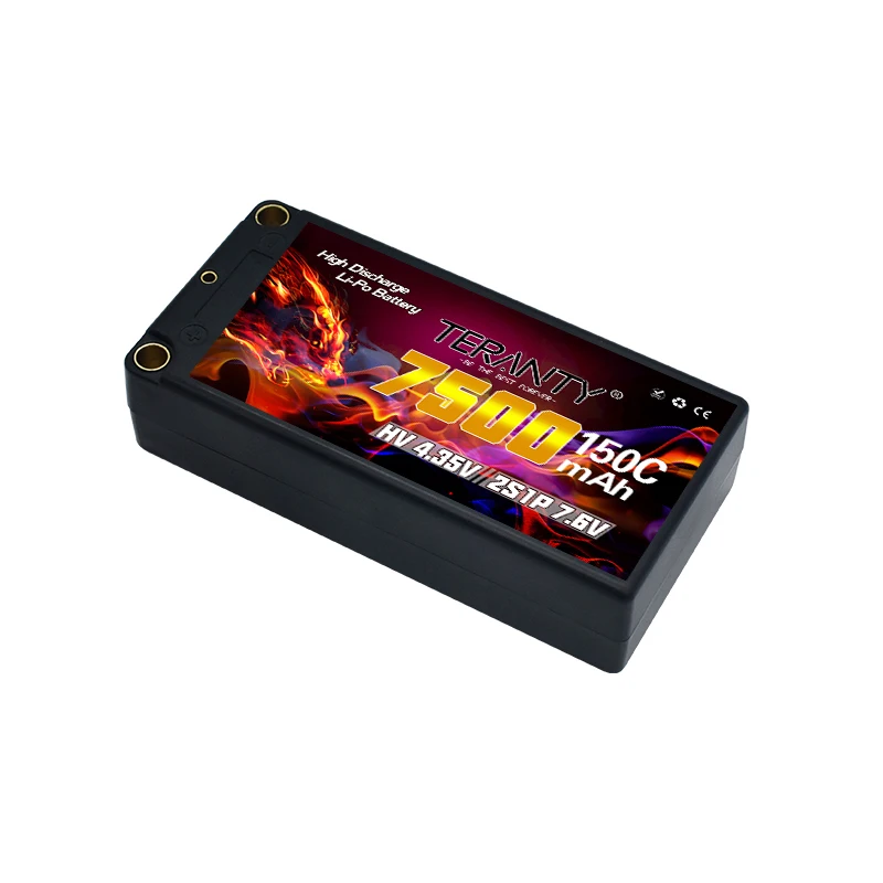 Upgraded TERANTY MAX 300C Shorty Lipo Battery 2S 7.6V 7500mah 150C With 5mm Graphene Bullet For 1/10 RC Car Race Boat Tank Parts