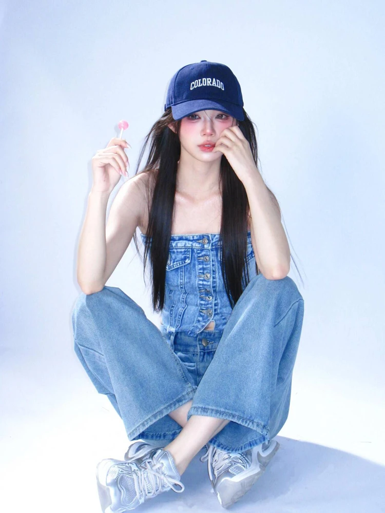 

Джинсы для девушек в стиле Sweet & Cool: Новинка 2026 года, корейский смешанный стиль, летняя коллекция, для создания непринужденного образа и создания эффектных фотосессий.