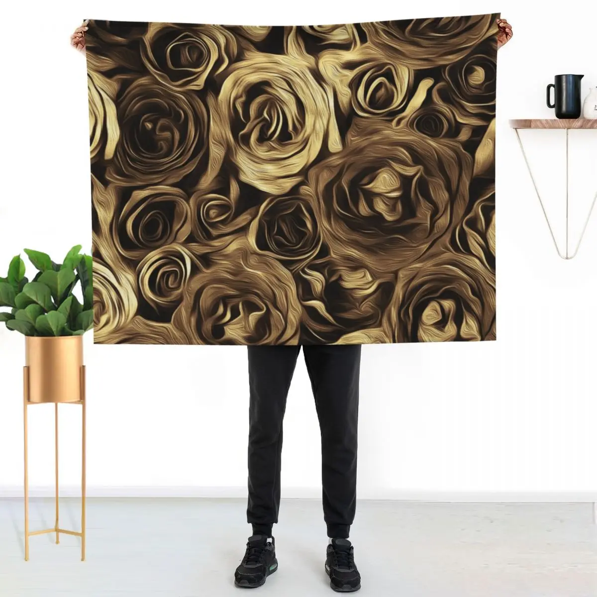 

Mustard Roses Digital Art Throw Blanket Stylish Couch Blanket for Home Living Room
