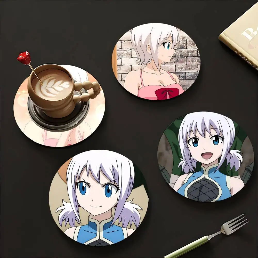 1pc Lisanna Strauss Fairy Tail Wooden Coaster Colour Printing Cup Mat Home Desk Decoration Gifts