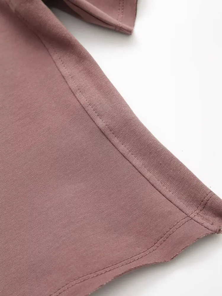 TRAFZA-Conjunto de sudadera acanalada de manga corta para mujer, ropa de casa informal básica, pantalones cortos para vacaciones, primavera y verano, 2024