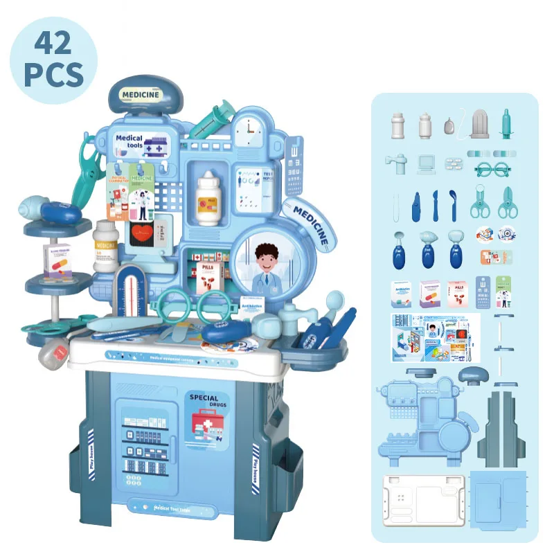 Doctor Medical Kit Playset For Kids Kitchen Cooking Stove Sink Pretend Play Toy For Girls Makeup Set Learning Educational Gift