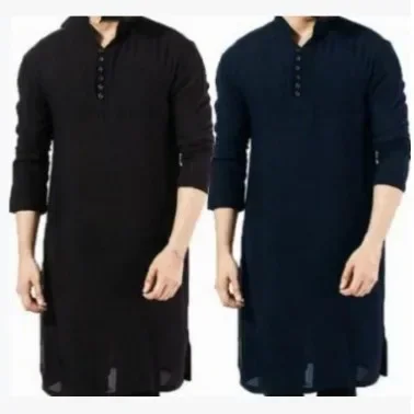 LIBIELIY Abaya Camicie da uomo Abito a maniche lunghe Chemise islamico Elegante caftano Abito uomo pakistano Abiti indiani Abbigliamento musulmano Eid